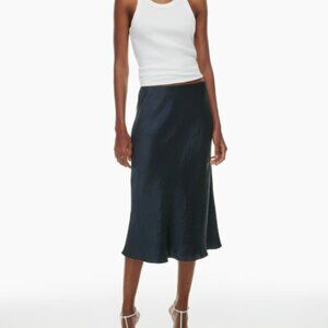 Aritzia Babaton Slip Satin Midi Skirt 2 Navy
